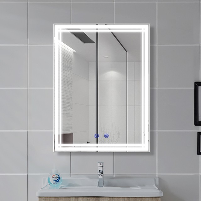 DP313 LED iluminado anti-niebla de baño cuadrado espejo de baño con dimmer