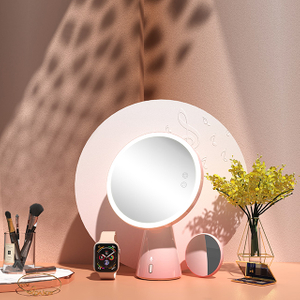 Luna Mirror Alexa Version - Alexa Version LED escritorio y escritorio lámpara maquillaje espejo con altavoz Bluetooh